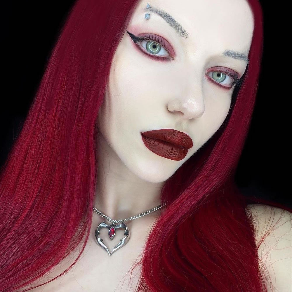 Alchemy Gothic Batheart Heart Red Crystal Pendant P900