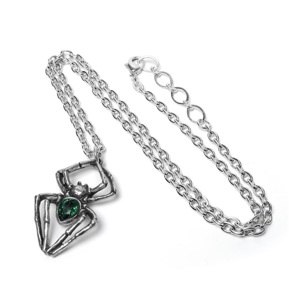 Alchemy Gothic Emerald Spiderling Pendant P904