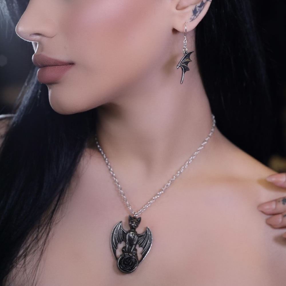 Alchemy Gothic Guardian of Soma Winged Cat Pendant P925