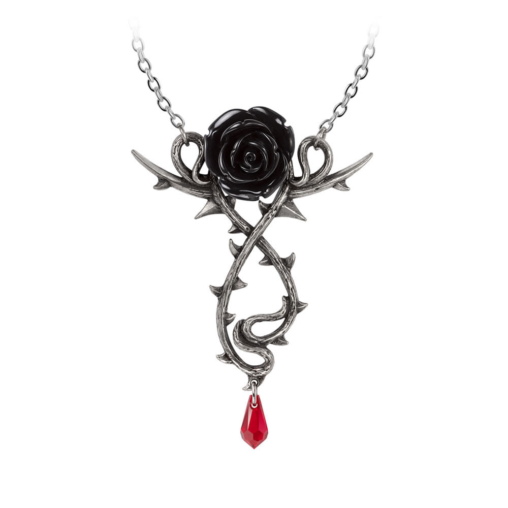 Alchemy Gothic Carpathian Black Rose Necklace P928