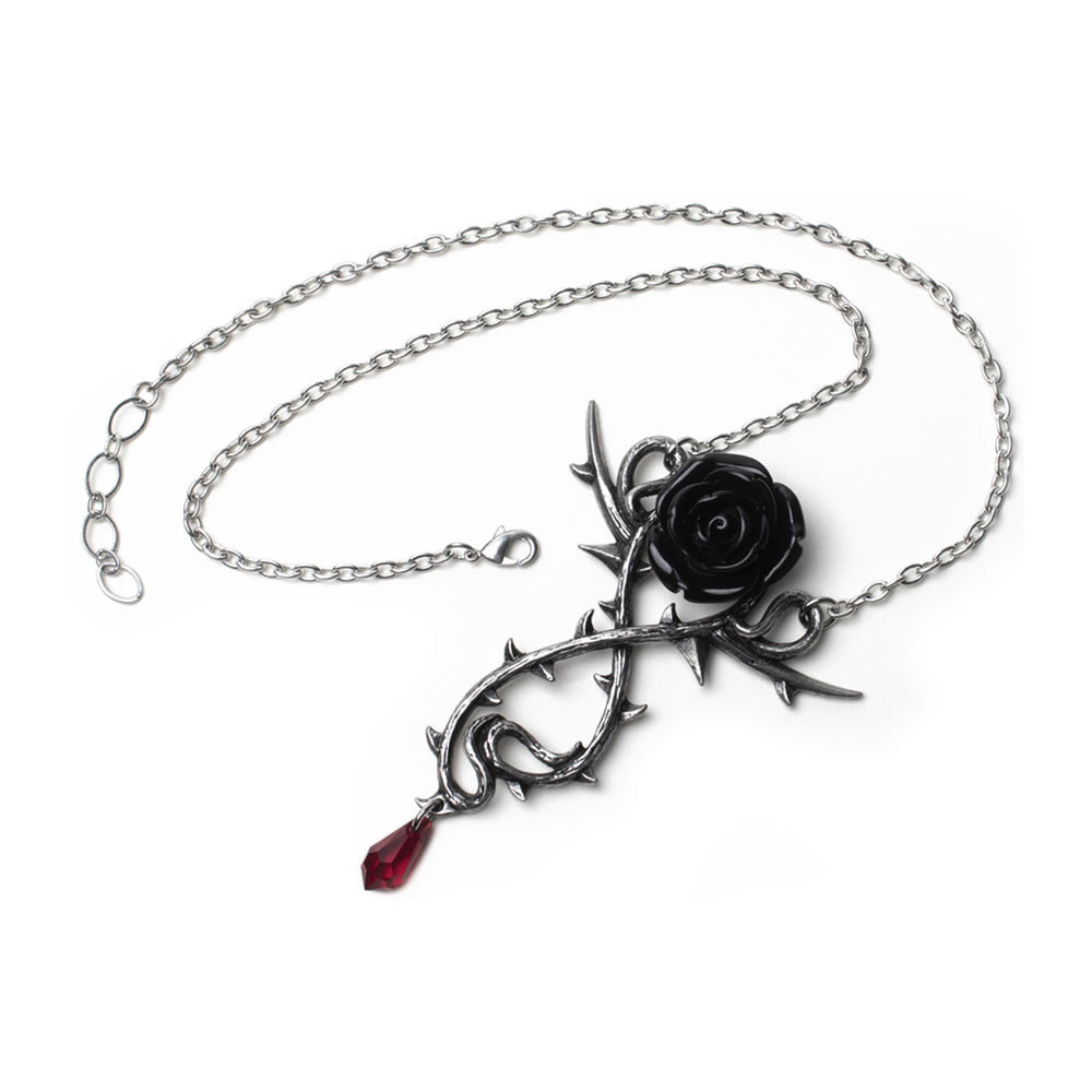 Alchemy Gothic Carpathian Black Rose Necklace P928