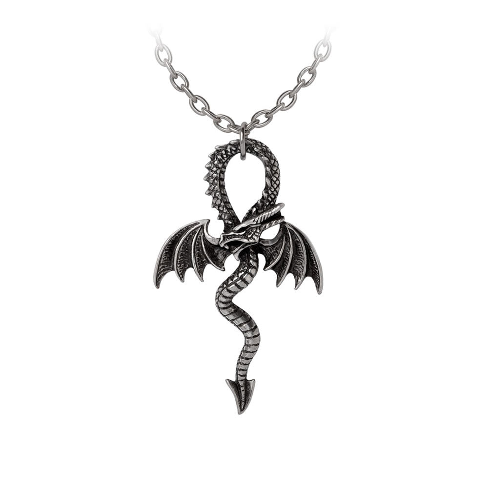 Alchemy Gothic Drankh Dragon Ankh Pendant P936