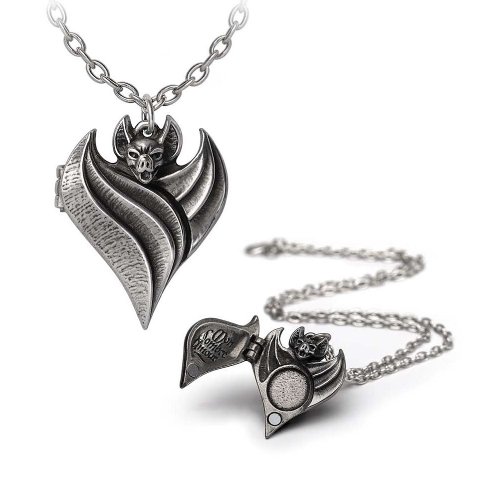 Alchemy Gothic Darken Heart Bat Locket Pendant P949