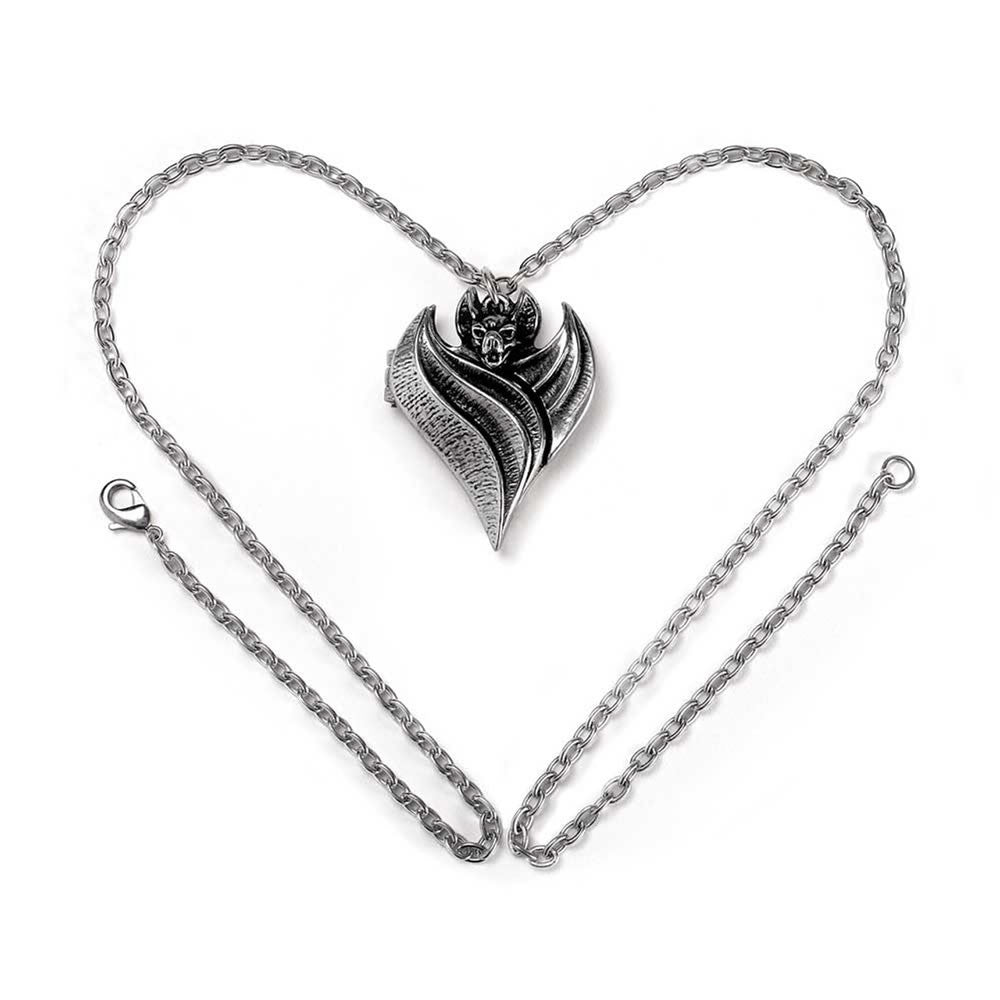 Alchemy Gothic Darken Heart Bat Locket Pendant P949