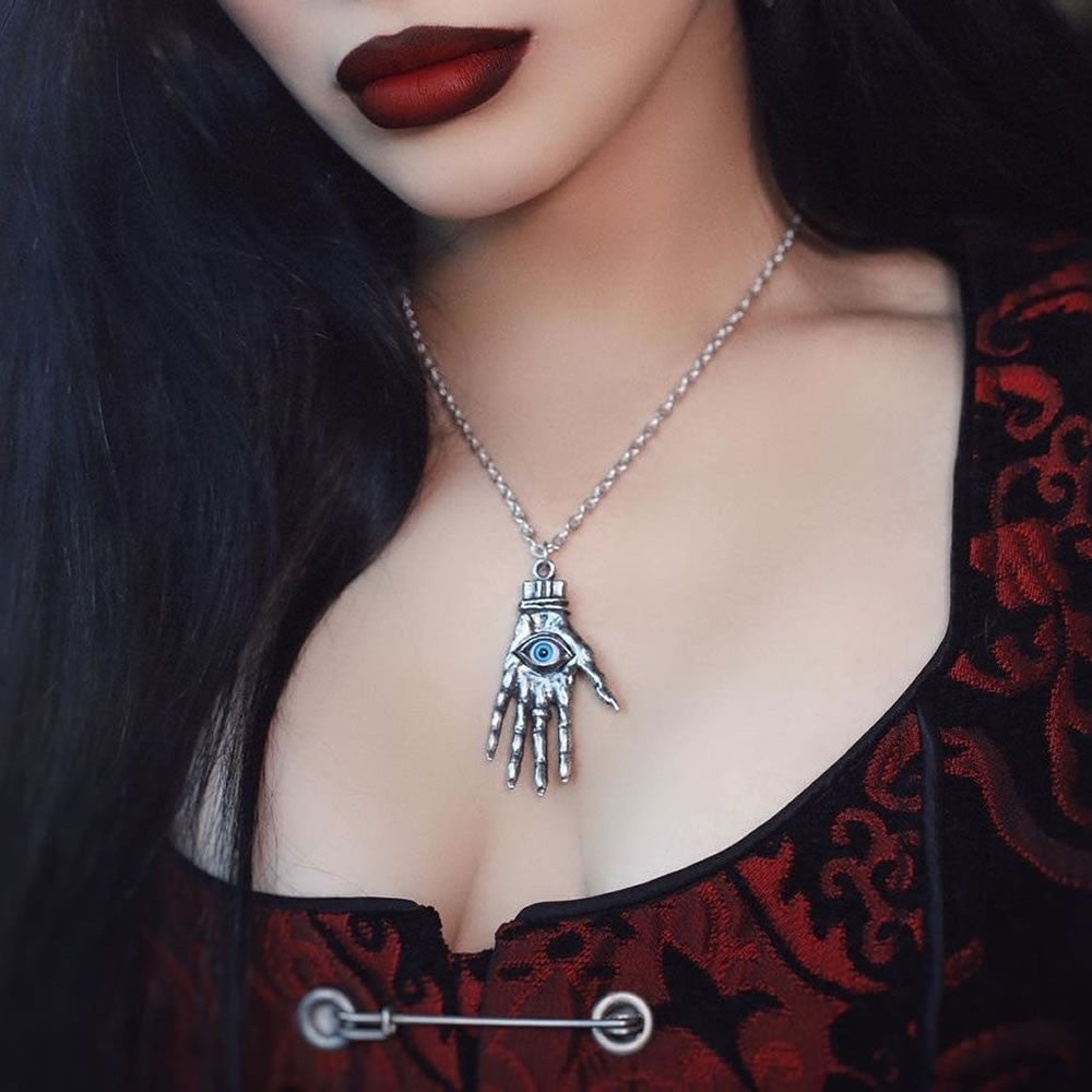Alchemy Gothic Hand of Glory Hamsa Eye Pendant P953