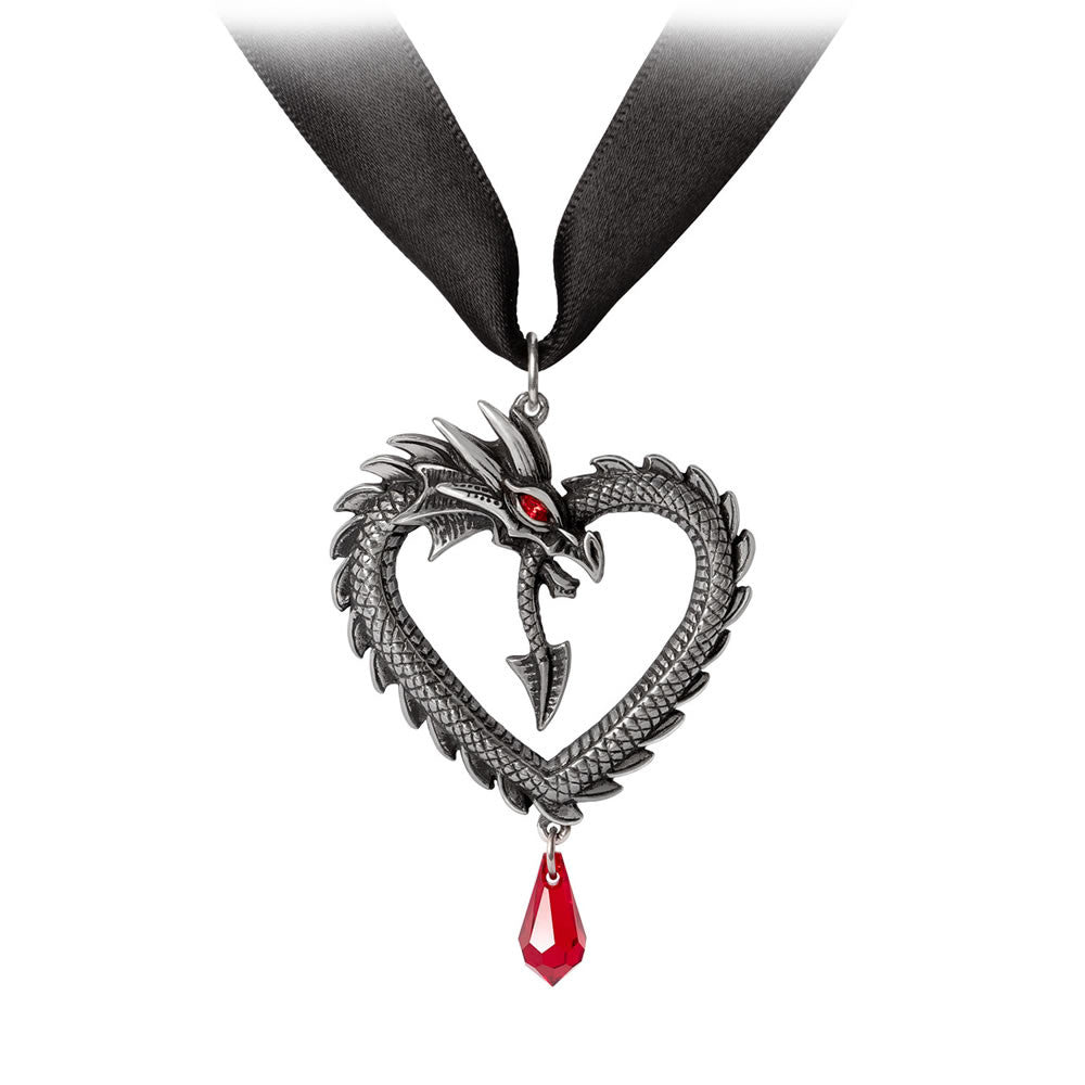 Alchemy Gothic Vouivre Dragon Heart Pendant Choker P968