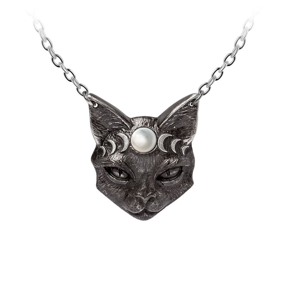 Alchemy Gothic Mystic Moon Black Cat Pendant P988