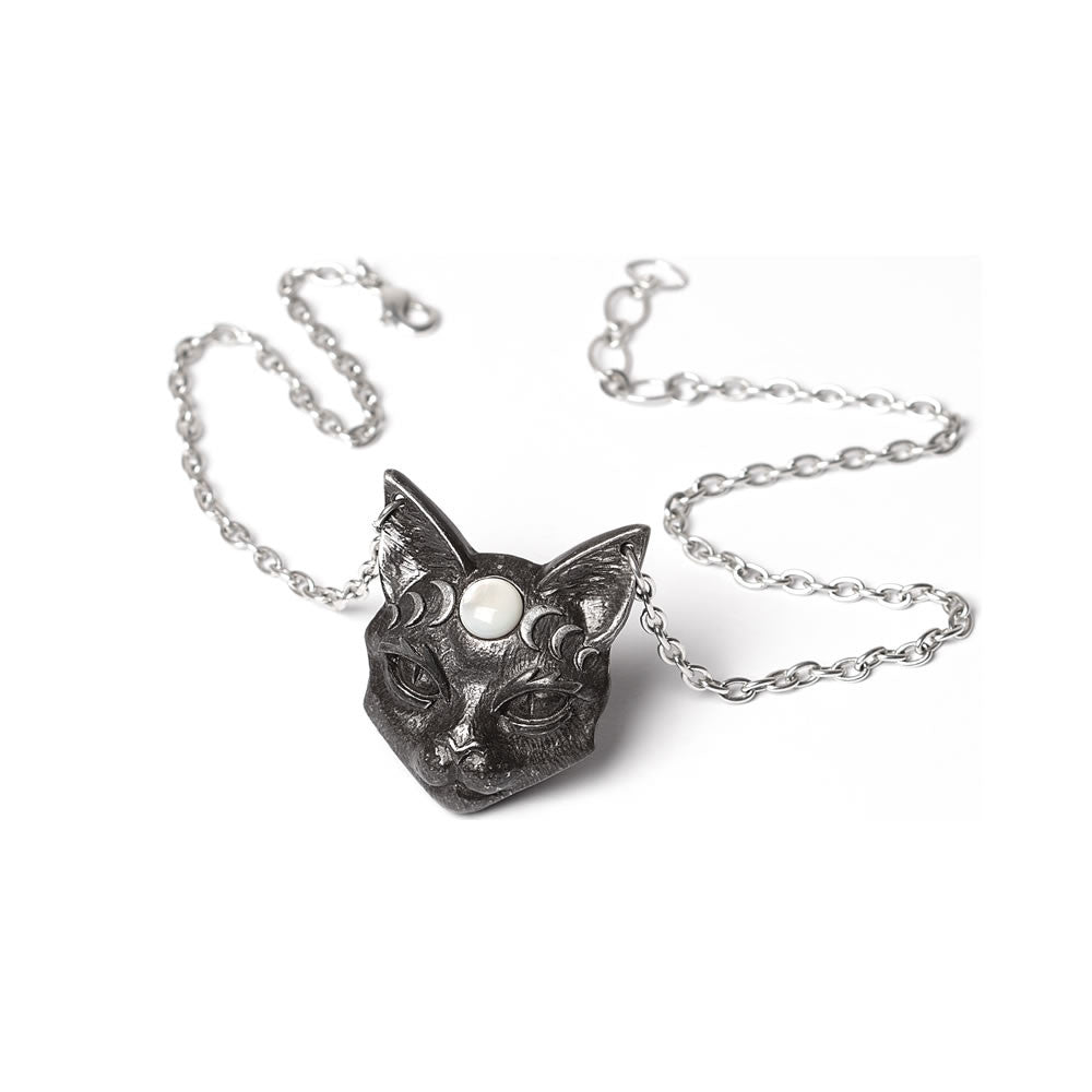 Alchemy Gothic Mystic Moon Black Cat Pendant P988