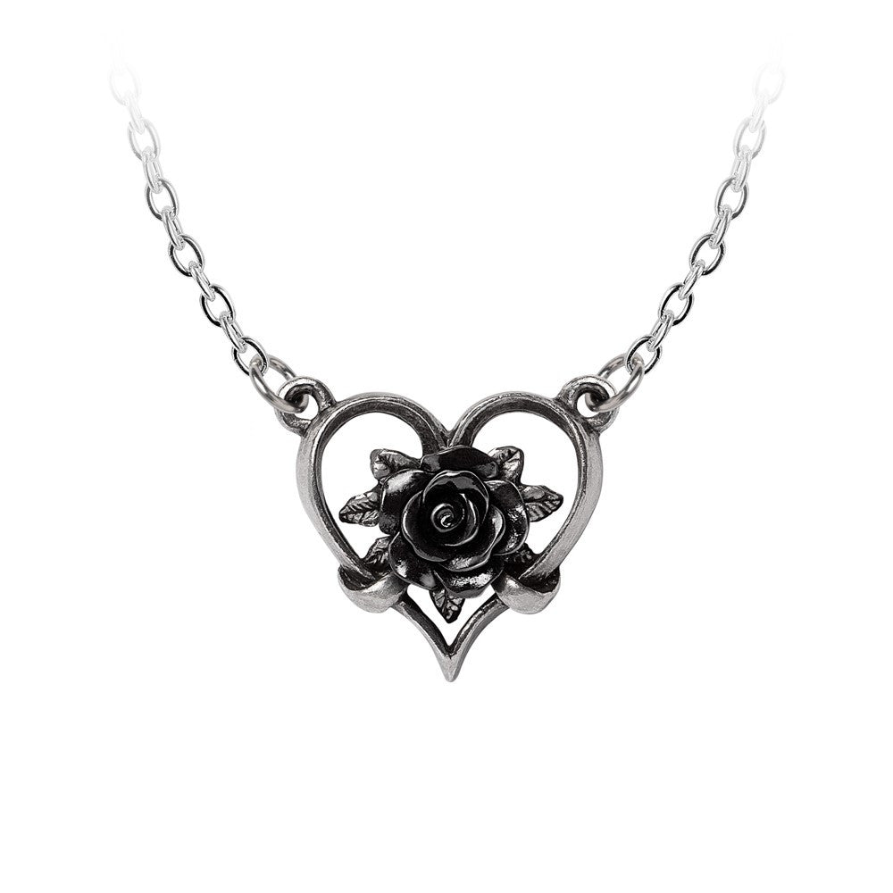 Alchemy Gothic Heart of Blackness Black Rose Pendant P991