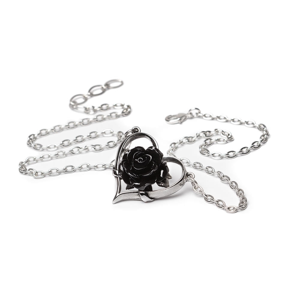 Alchemy Gothic Heart of Blackness Black Rose Pendant P991