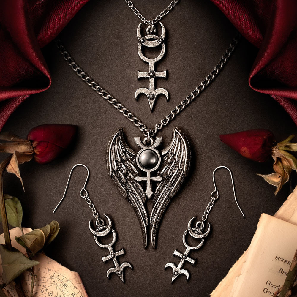 Alchemy Gothic Angel of Mercury Astrology Necklace P993