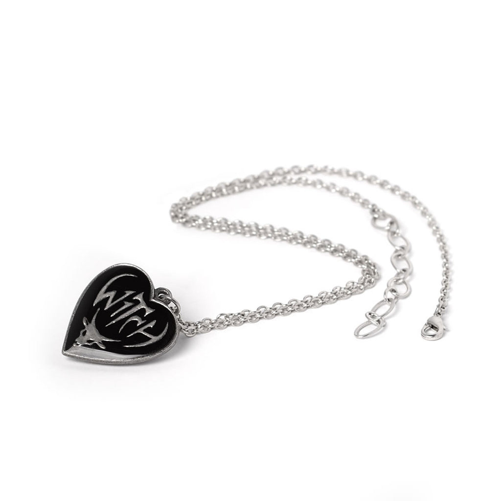 Alchemy Gothic Witch Pendant Black Enamel Heart P996