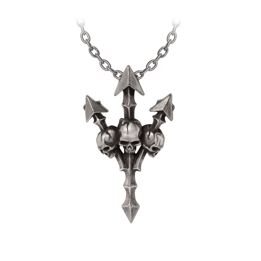 Alchemy Gothic Deadly Skulls Trident Pendant P998
