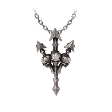 Alchemy Gothic Deadly Skulls Trident Pendant P998