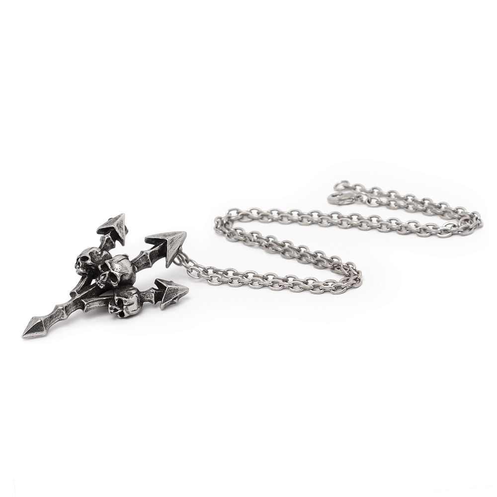 Alchemy Gothic Deadly Skulls Trident Pendant P998