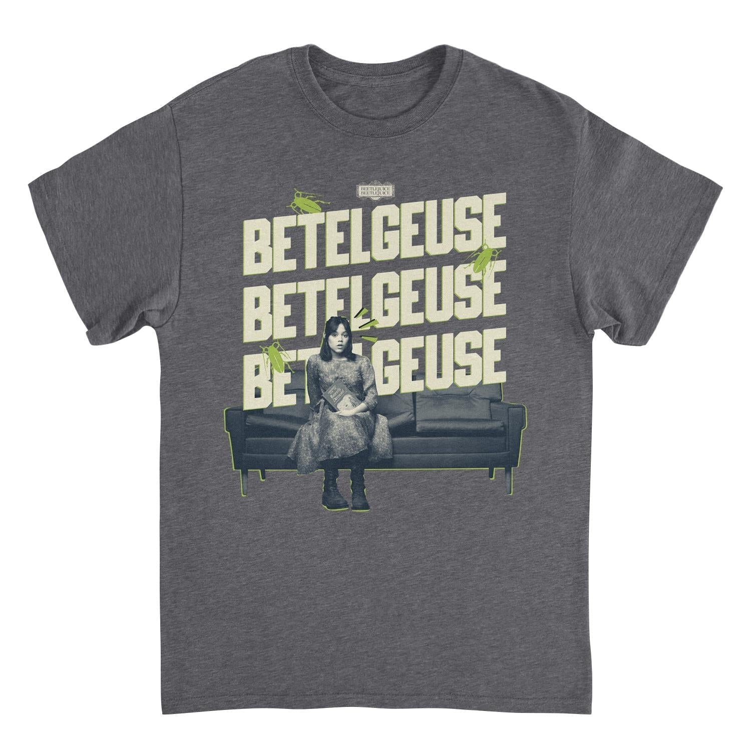 Beetlejuice Say It 3 Times Heather Charcoal Gray T-Shirt