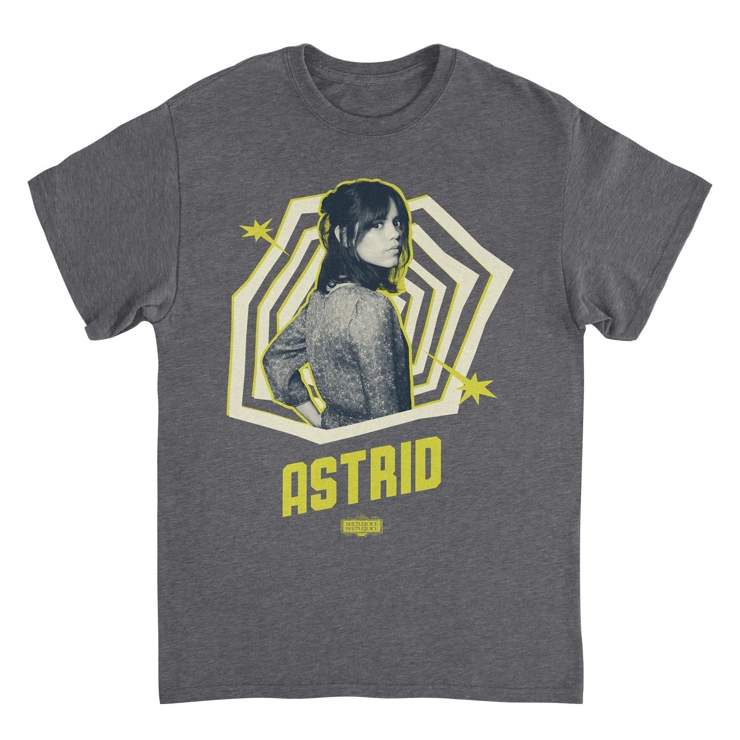 Beetlejuice Astrid Pose Fill Heather Charcoal Gray T-Shirt