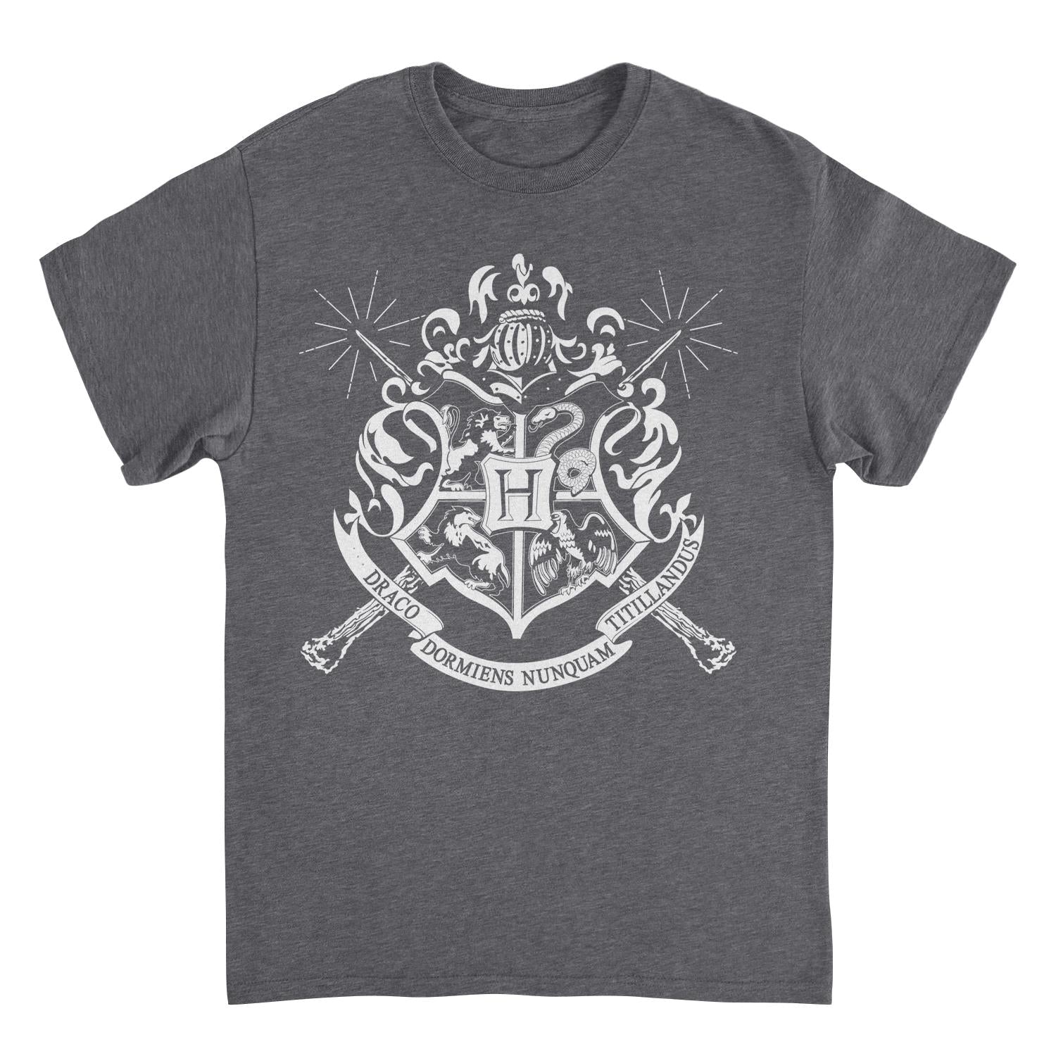 Harry Potter Hogwarts Emblem Dark Heather Gray T-Shirt