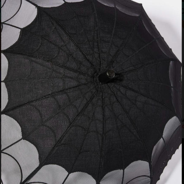 Kreepsville 666 Black Mesh Lace Spiderweb Shade Parasol