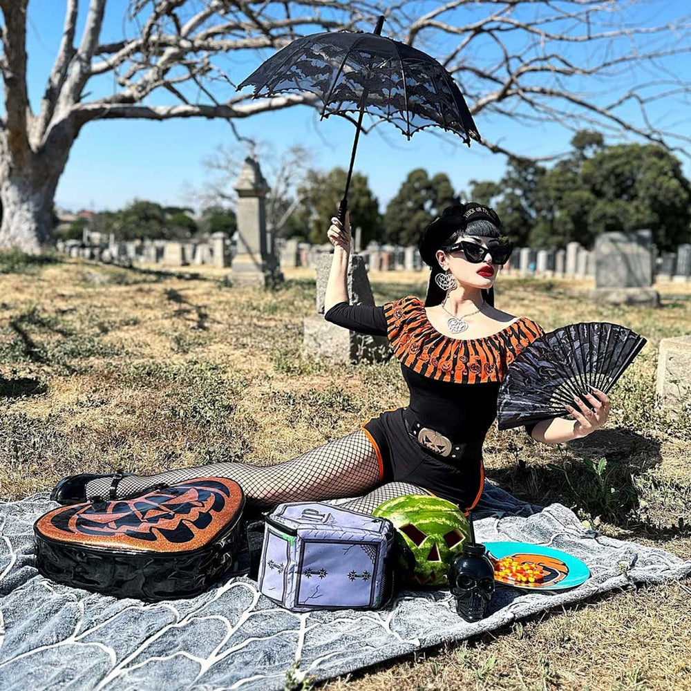 Kreepsville 666 Black Bat Mesh Lace Shade Parasol