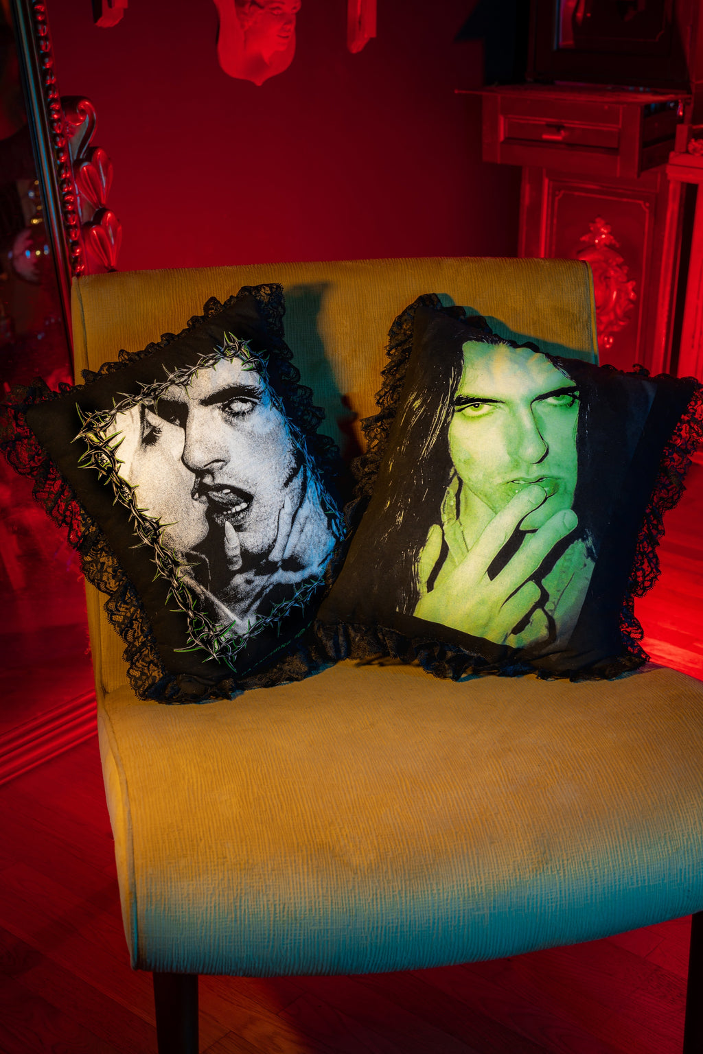 Vera's Eyecandy Peter Steele Green Throw Pillow