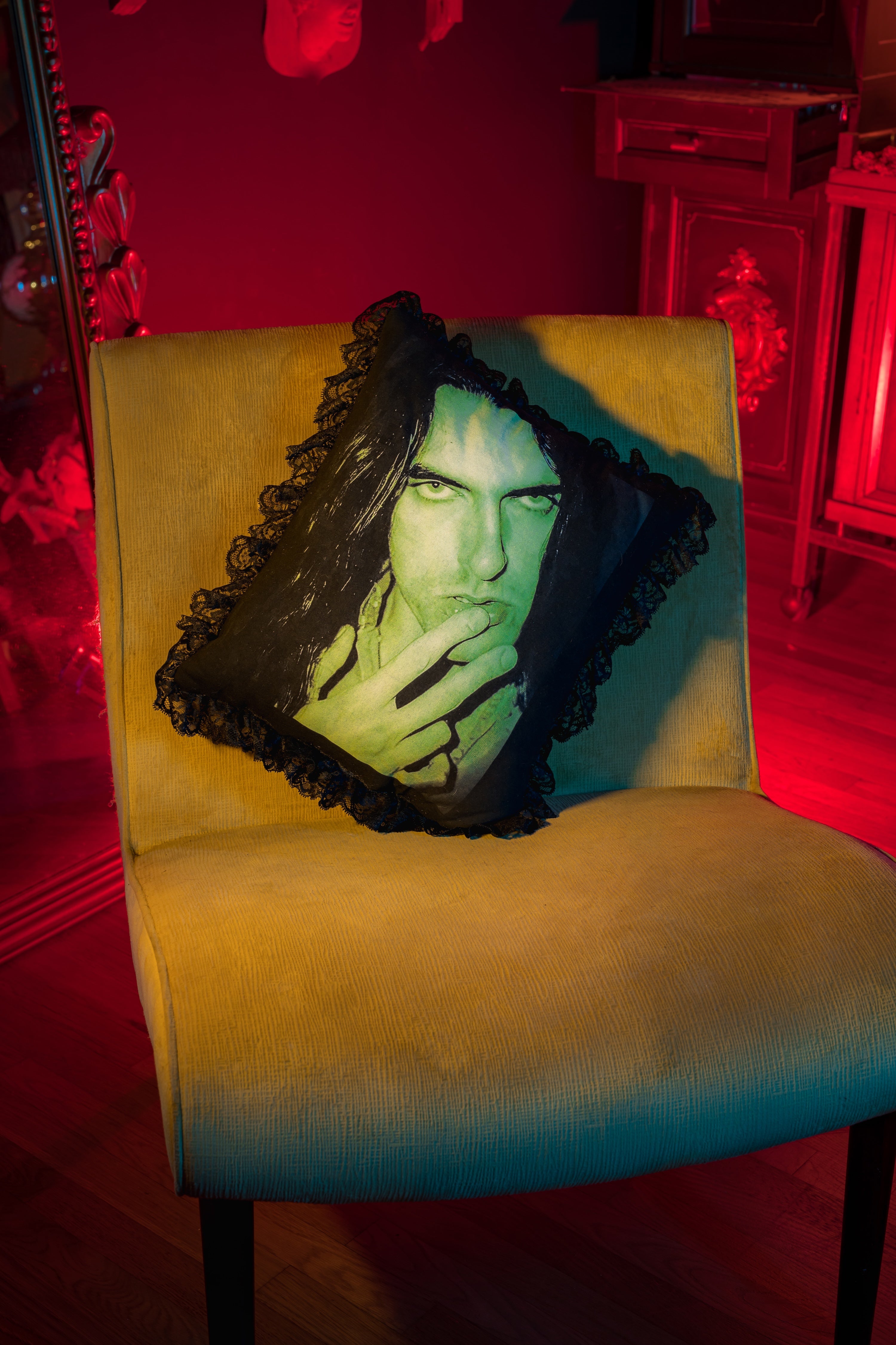 Vera's Eyecandy Peter Steele Green Throw Pillow