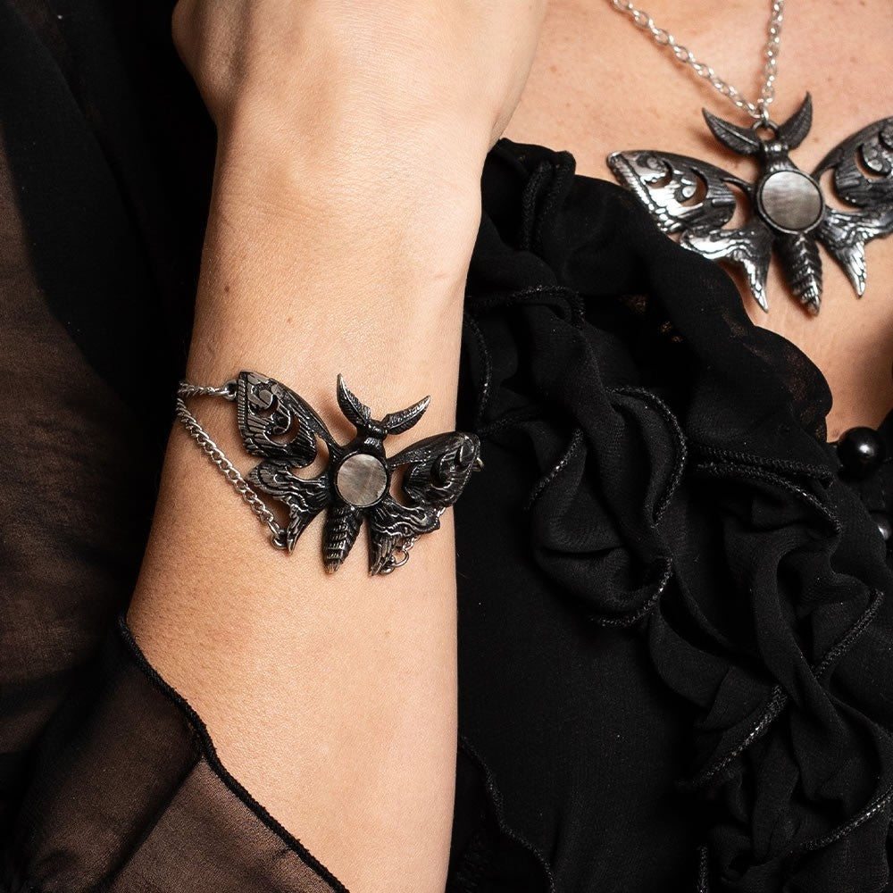 Alchemy Gothic Lunar Actias Moth Chain Bracelet A146