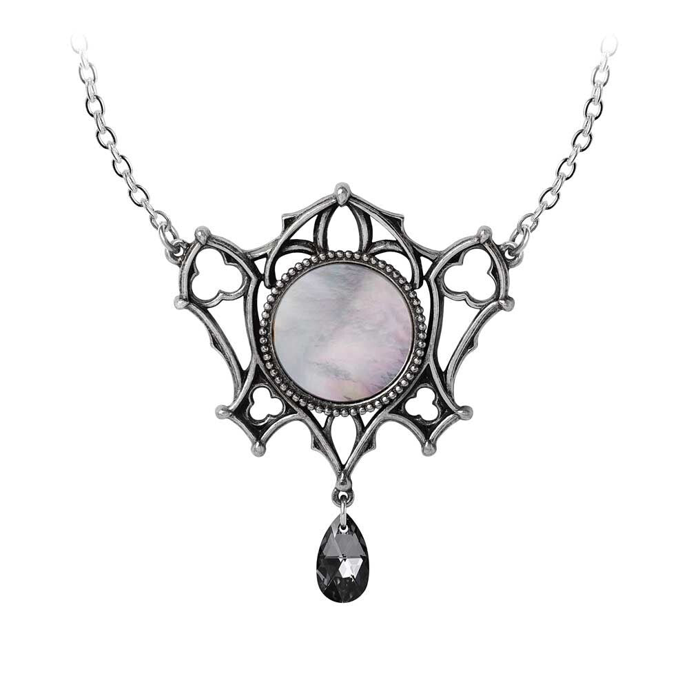 Necklace with decorative pendant on a white background