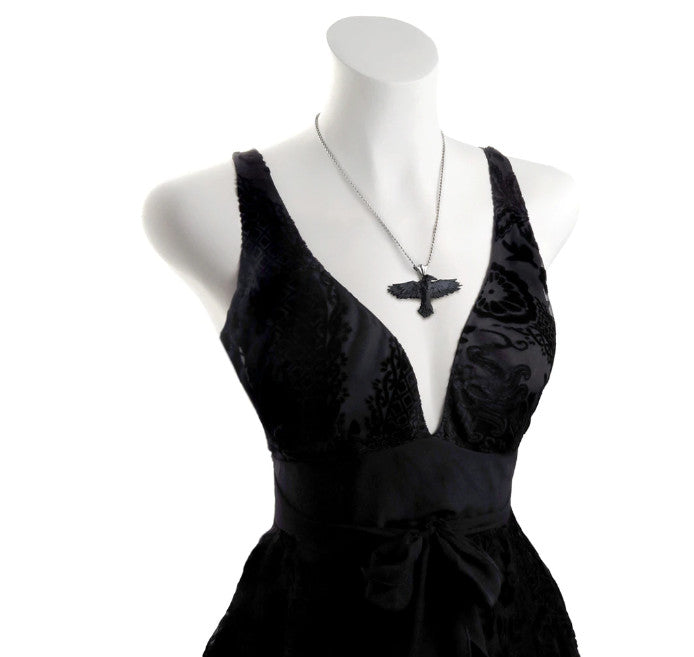 Alchemy Gothic Black Raven Pendant P193