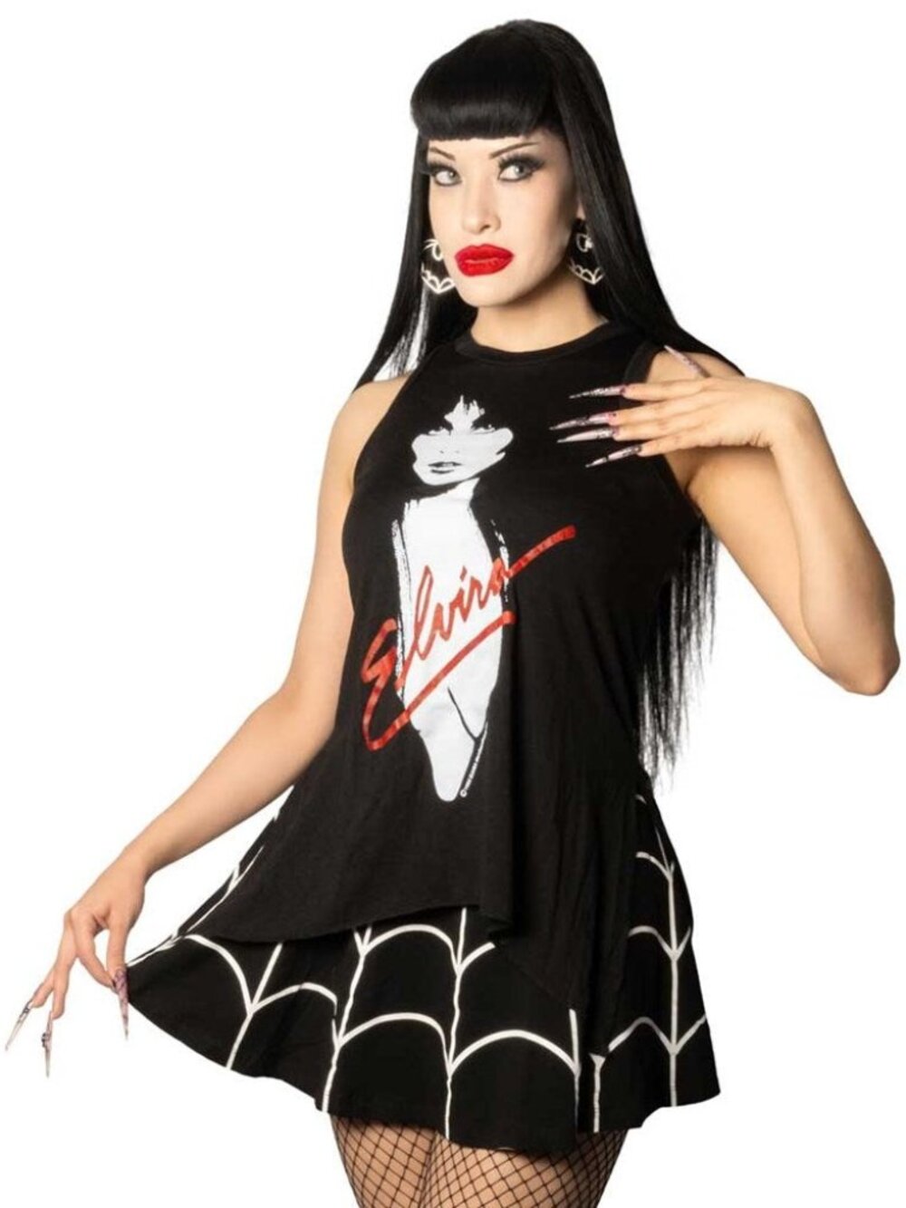 Kreepsville 666 Elvira 1983 Shark Bite Hem Black Tank Top