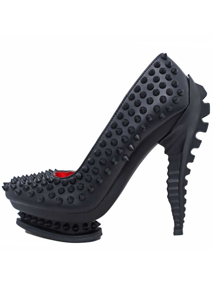 Hades MARA Black Studded Pump High Molded Spinal Heel