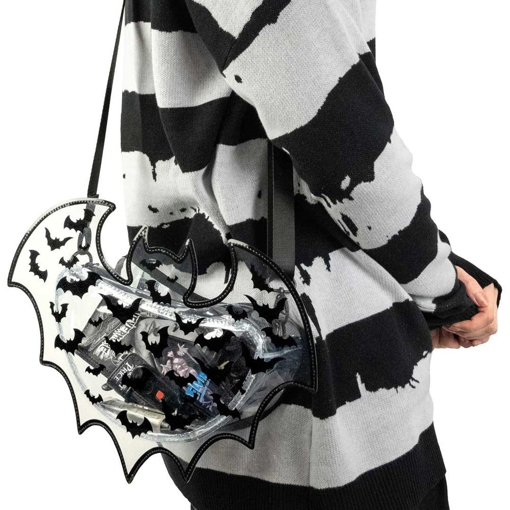 Kreepsville 666 Stripes Black White Oversize Thumb Holes Sweater