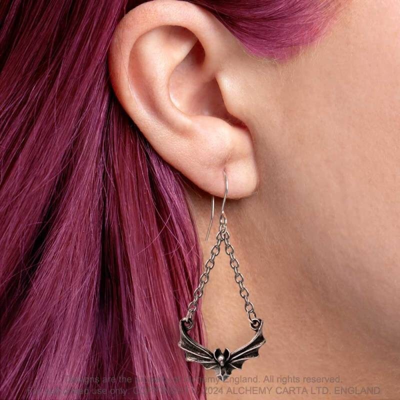 Alchemy Gothic The Attic Flying Bat Earrings E479