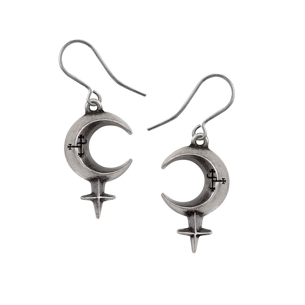 Alchemy Gothic Lilith Wicca Crescent Moon Earrings E469
