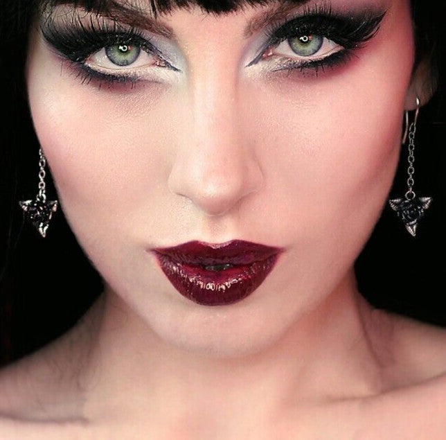 Alchemy Gothic Black Rose Dropper Earrings E472