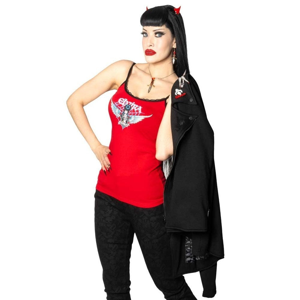 Kreepsville Red Elvira Wings Lace Camisole Top