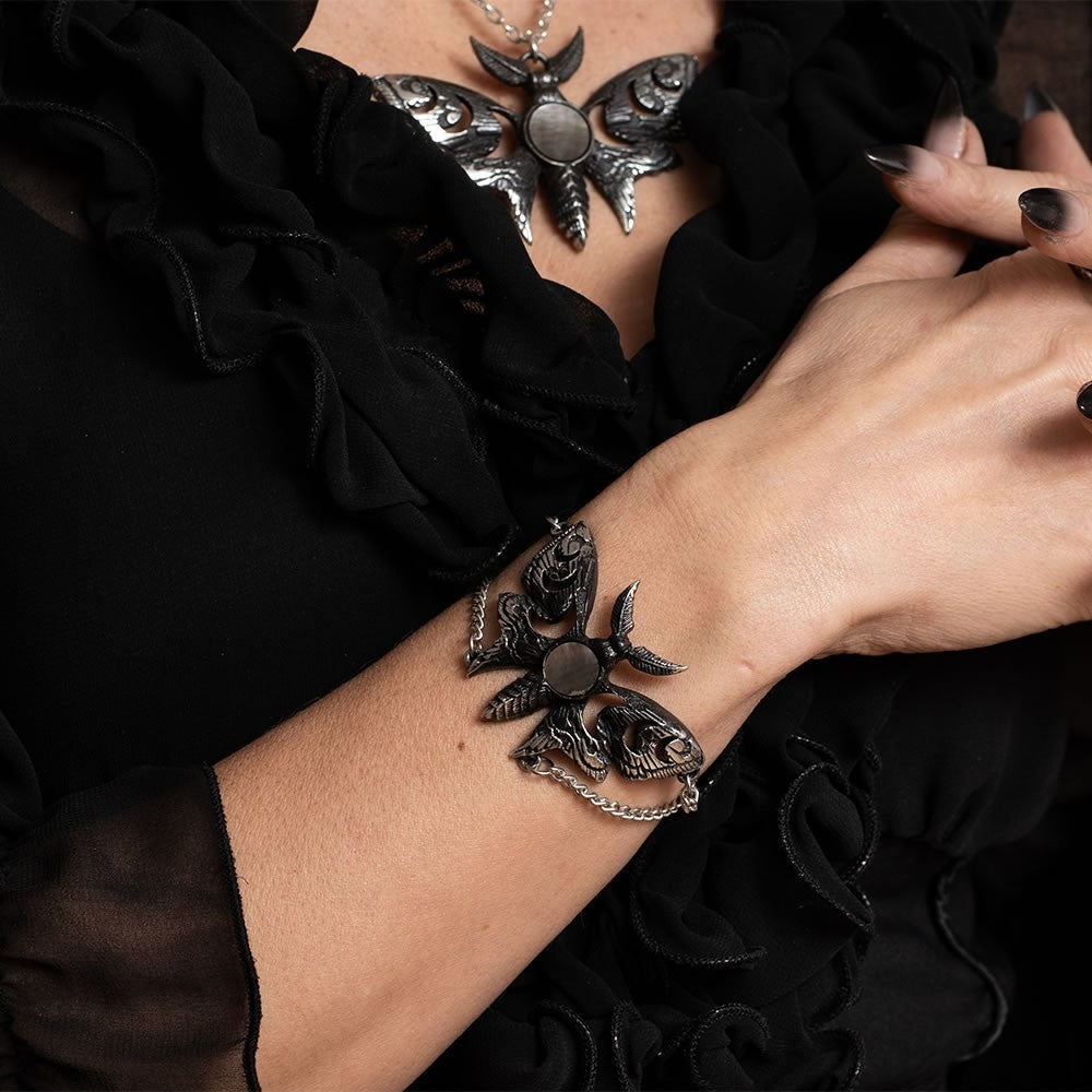 Alchemy Gothic Lunar Actias Moth Chain Bracelet A146