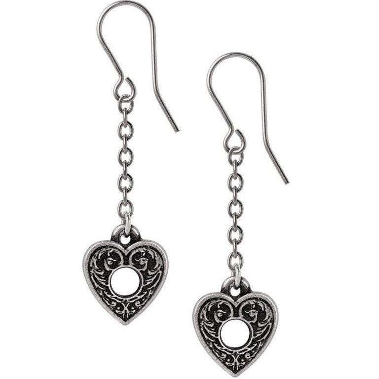 Alchemy Gothic Heart Ouija Planchette Earrings E471