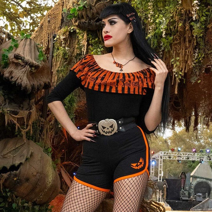 Kreepsville 666 Halloween Pumpkin Buckle Elastic Waist Belt