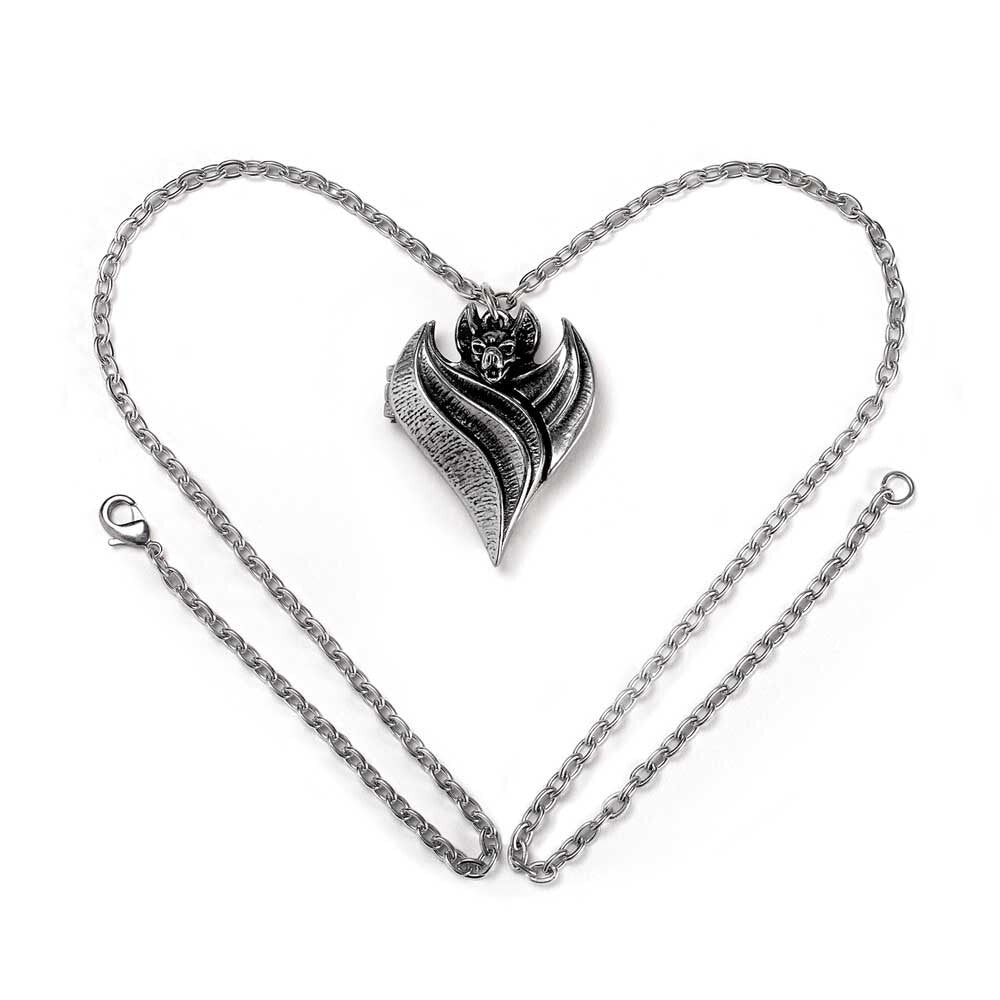 Alchemy Gothic Darken Heart Bat Locket Pendant P949