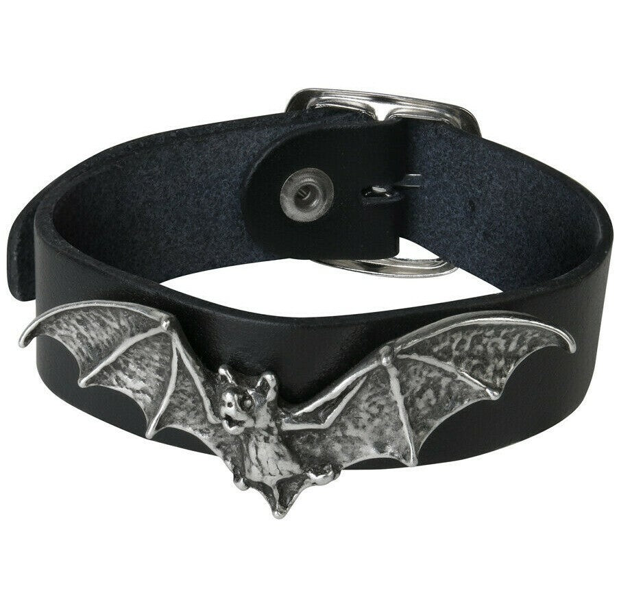 Alchemy Gothic Desmodus Bat Black Leather Wrist Strap A111