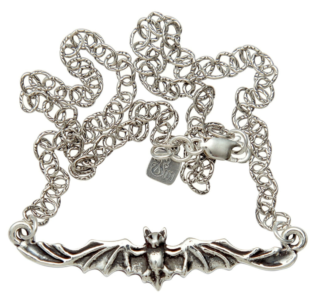 Femme Metale Petite Bat Hand Crafted Sterling Silver Necklace