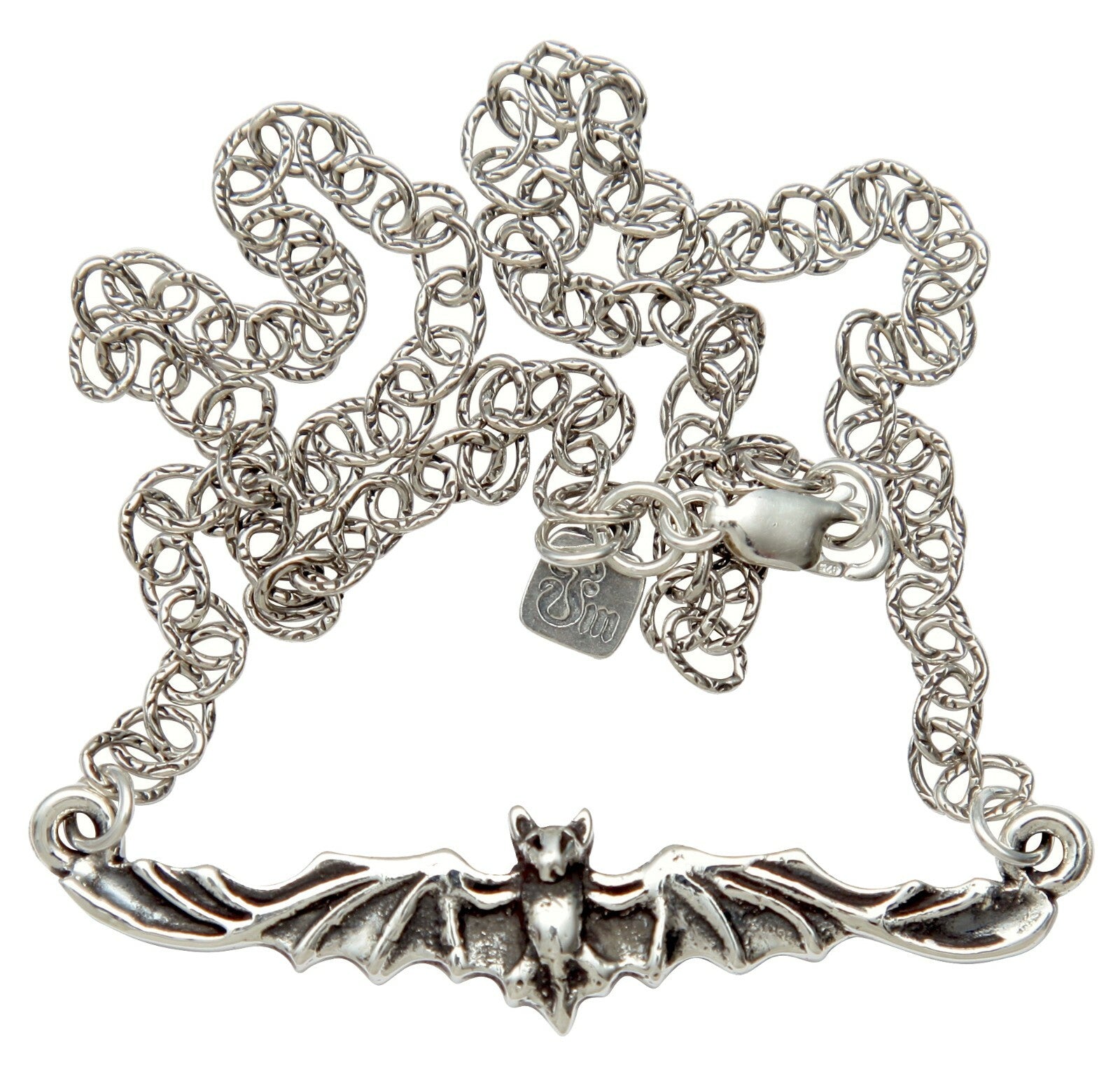 Femme Metale Petite Bat Hand Crafted Sterling Silver Necklace