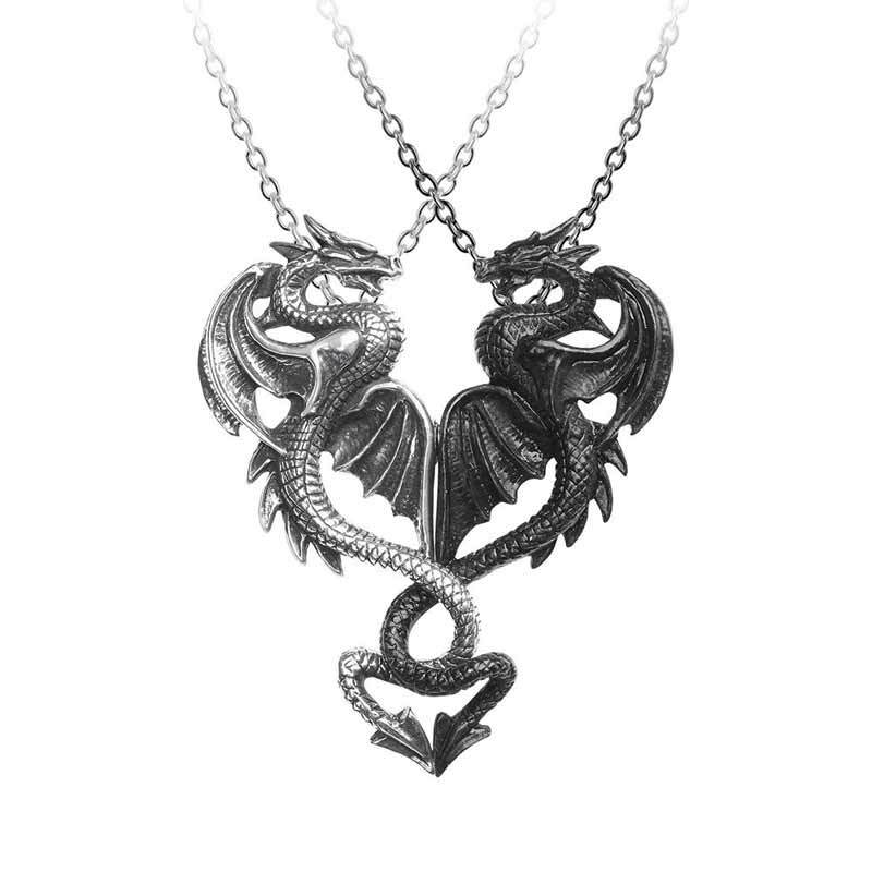 Alchemy Gothic Draconic Tryst Pendant 2 in 1 Necklaces P811