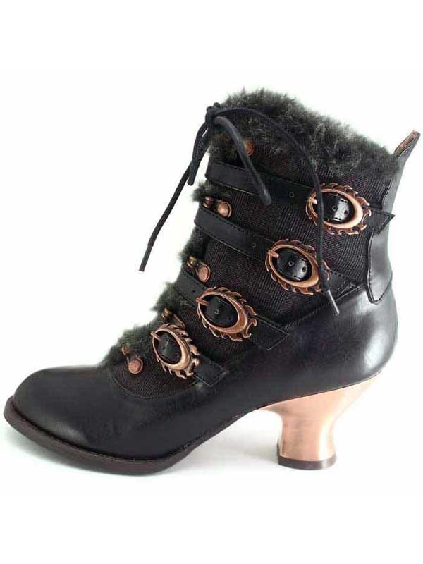 Hades NEPHELE Steampunk Black Lace Up Ankle Boots