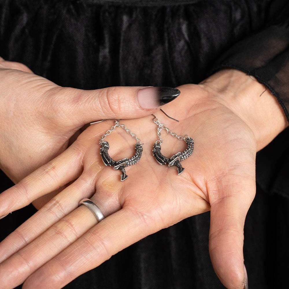 Alchemy Gothic Dragon's Lure Chain Earrings E498