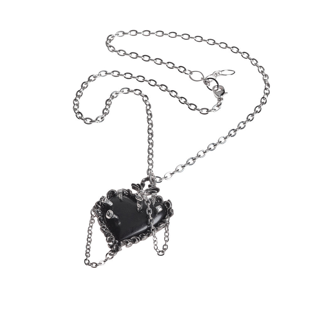 Necklace with a black pendant on a white background