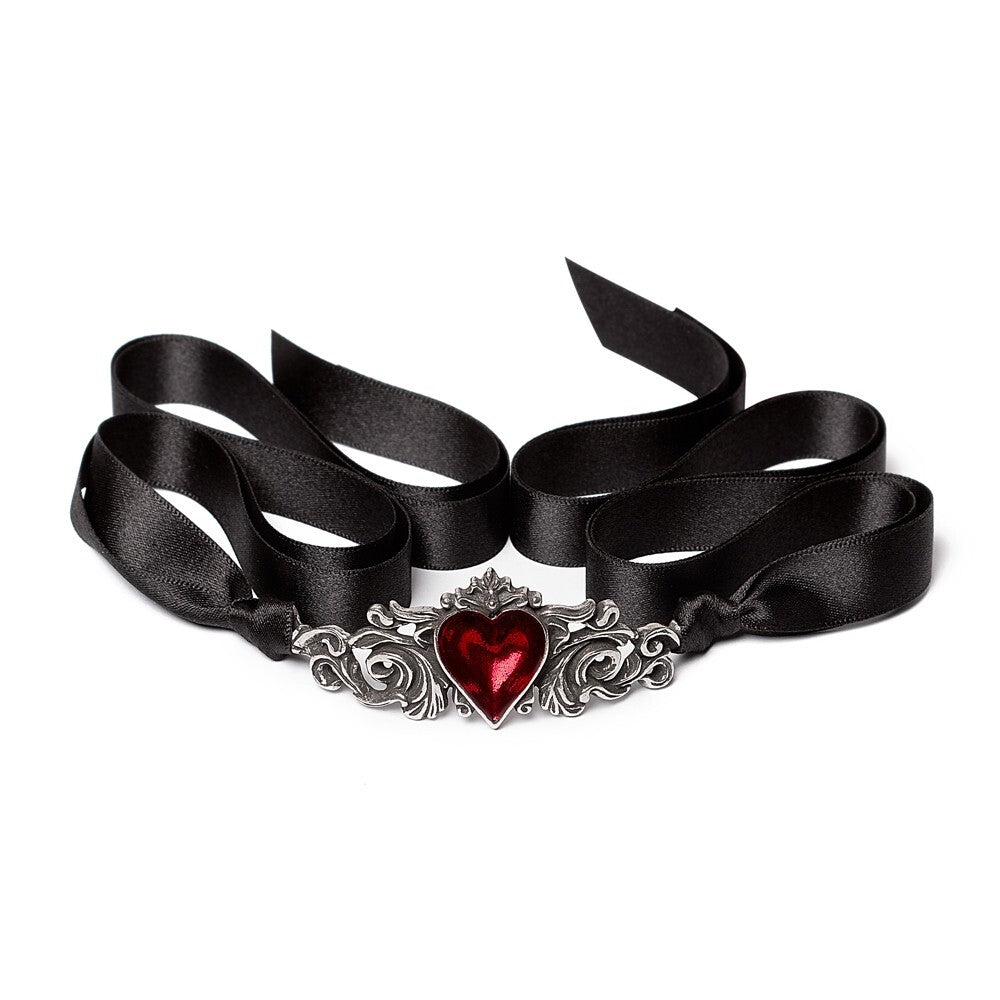 Alchemy Gothic Betrothal Choker Necklace Ornate Red Heart P986