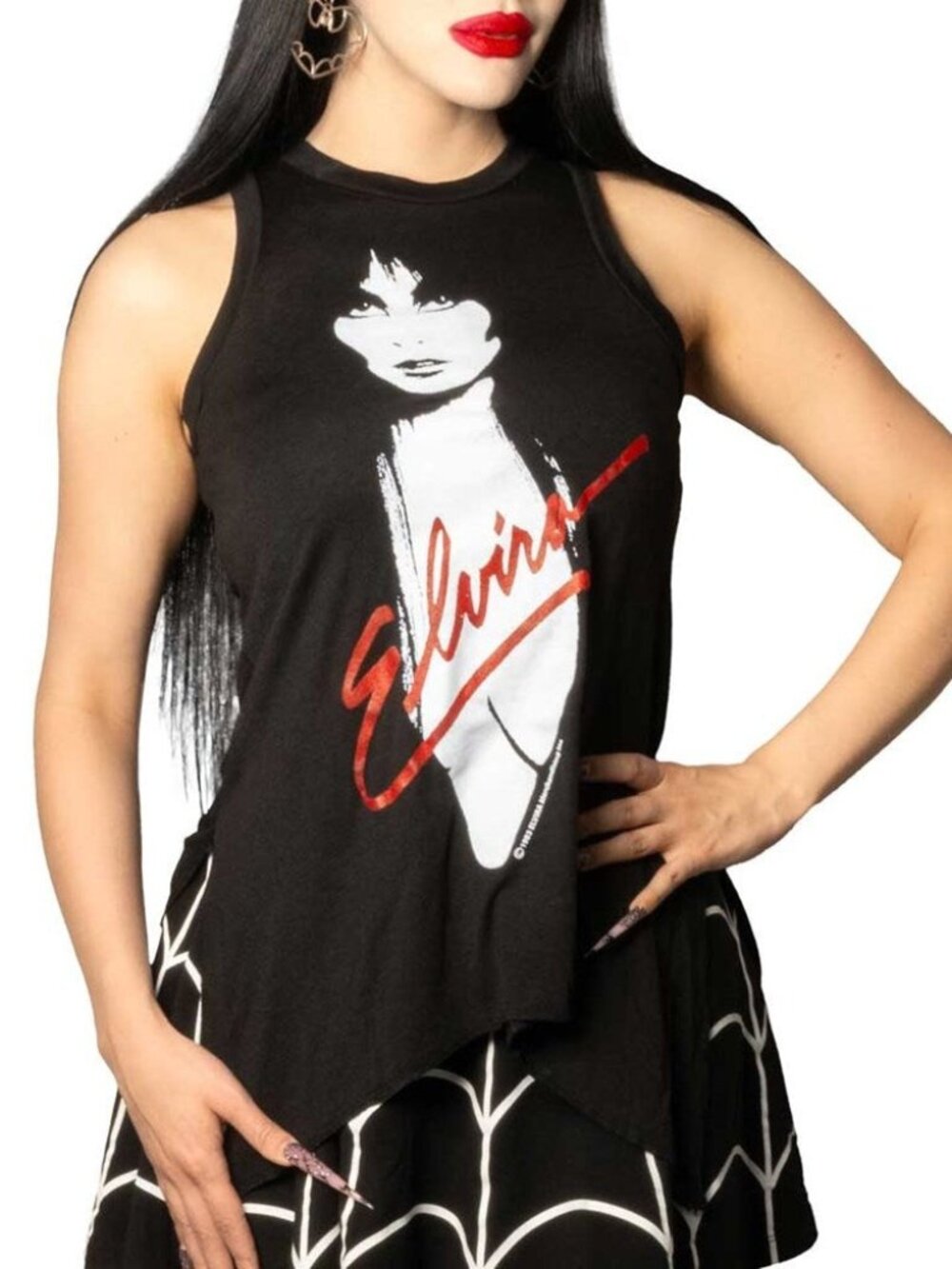 Kreepsville 666 Elvira 1983 Shark Bite Hem Black Tank Top