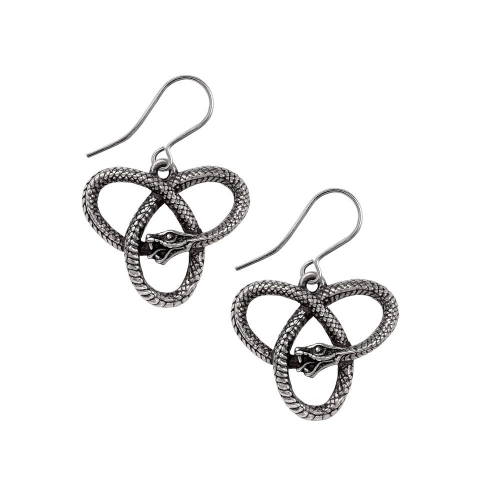 Alchemy Gothic Eve's Triquetra Snake Knot Earrings E460